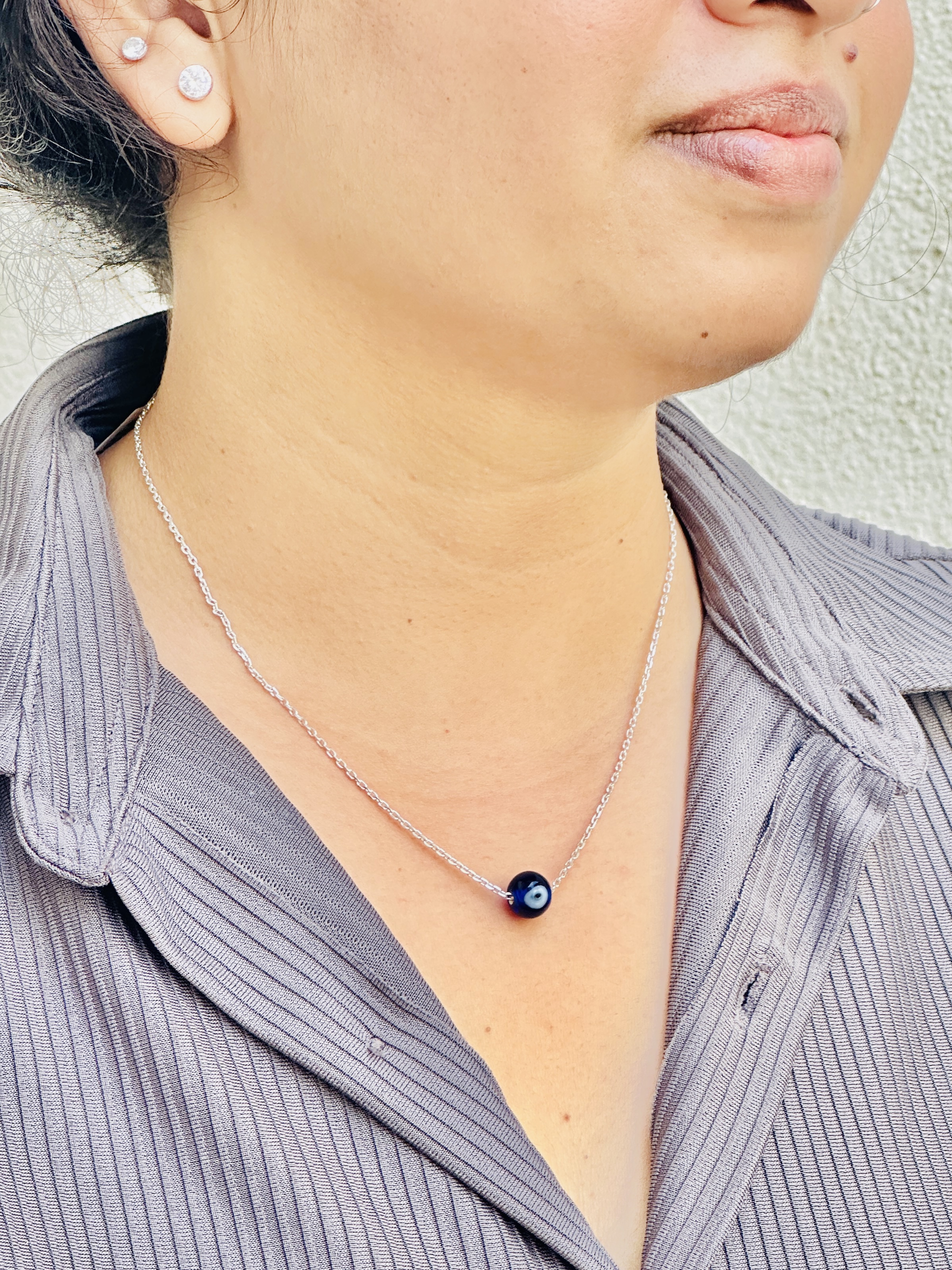 925 Sterling Silver Evil Eye Pendant Chain Necklace